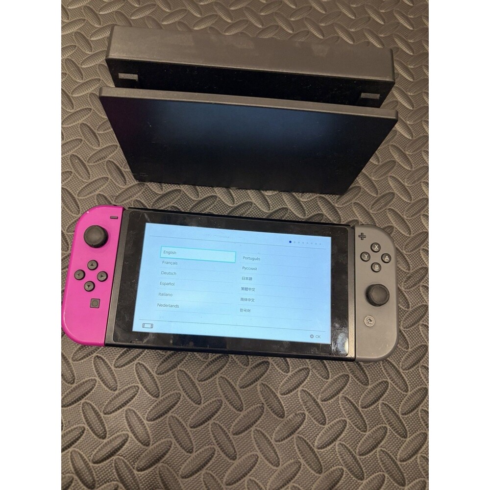 Nintendo Switch Game Console Purple Black Controller w/ Dock Only No Cords